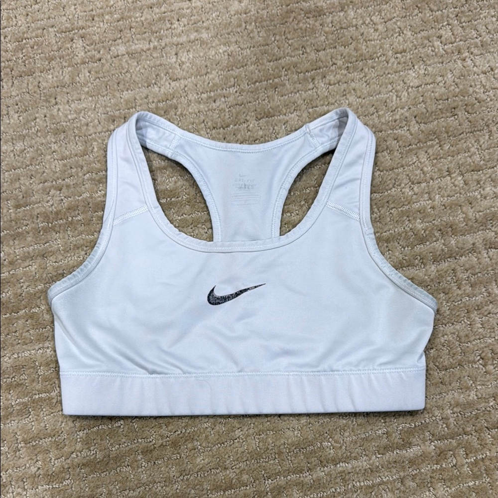 Nike White Sports Bra Moisture-Wicking Racerback